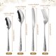 thumbnail image 2 of Juego de Cubiertos Florales de 24 Pzas para 6 Utensilios de Acero Inoxidable Incluyendo Tenedor Cuchara y Cuchillo Espejo Pulido para Hogar Restaurante Apto para Lavavajillas, 2 of 11