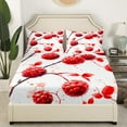 thumbnail image 2 of Red Fruit Fitted Sheet Full Size,Geometric Raspberry Sheets for Room Decor,Ombre Succulent Botanical Bed Sheets,Watercolor Pastel Bedding Set 3Pcs(1 Fitted Sheet,2 Pillowcases) （No Top Sheet）, 2 of 5