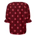 thumbnail image 6 of Sillenn Women's Polka Dot Blouse Tie V Neck Ruffle Cuff 3/4 Sleeve Casual Loose Fit Summer Shirts Lightweight Vintage Office Dressy Casual Tops Trendy Elegant Vacation Basic Polka Dot Tops Wine S, 6 of 9