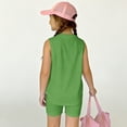 thumbnail image 6 of Summer Outfits for Kids Girls Size 8 Girls 2 Piece Outfits Cute Clothing Sets Vacation Sleeveless Tee Top and Y2K Shorts Athletic Activewear Green 7-8 Years, 6 of 8