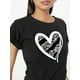 thumbnail image 1 of Casual Sports Loose Heart Graphic T-shirt, Leopard Print Round Neck Letter Printed Summer Sports Workout Top, Women's Tops Tee For Adult, Men, Women, Teen, Teenager, Adolescent, Youth, 1 of 6