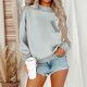 thumbnail image 1 of HongQid Women's Long Sleeve Crewneck Sweatshirt Casual Solid Color Pullover Cropped Tops, 1 of 4