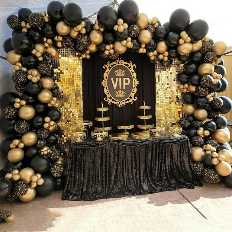 Black & Gold Balloon Garland  Black & Gold Party Decorations – Swanky Party  Box