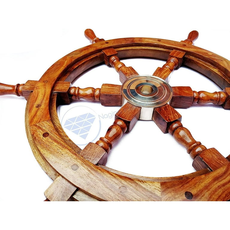 Natural Wood Premium Pirate's Boat Ship Wheel
