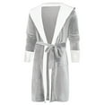 thumbnail image 4 of Kureaily Male Casual Solid Patchwork Hooded Leisure Wear Drawstring Three Quarter Sleeve Bathrobe Pajamas Short Sleeve Sleepwear, 4 of 4
