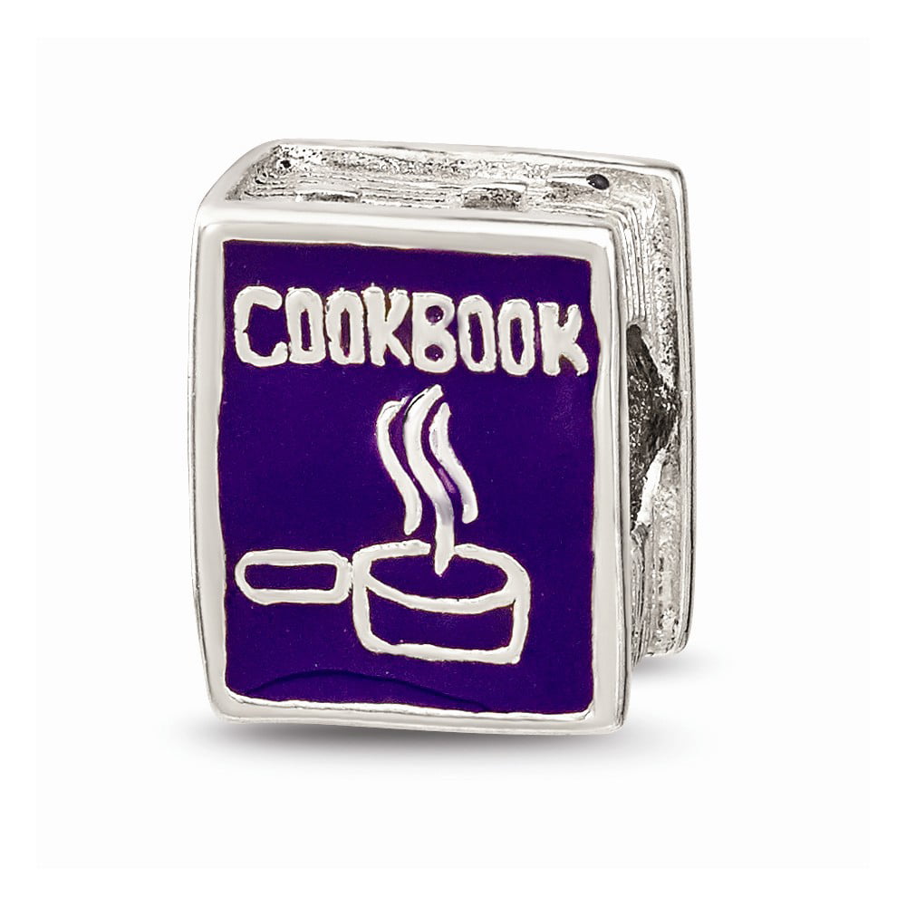 FB Jewels Solid 925 Sterling Silver Reflections Purple Enameled Cookbook Bead