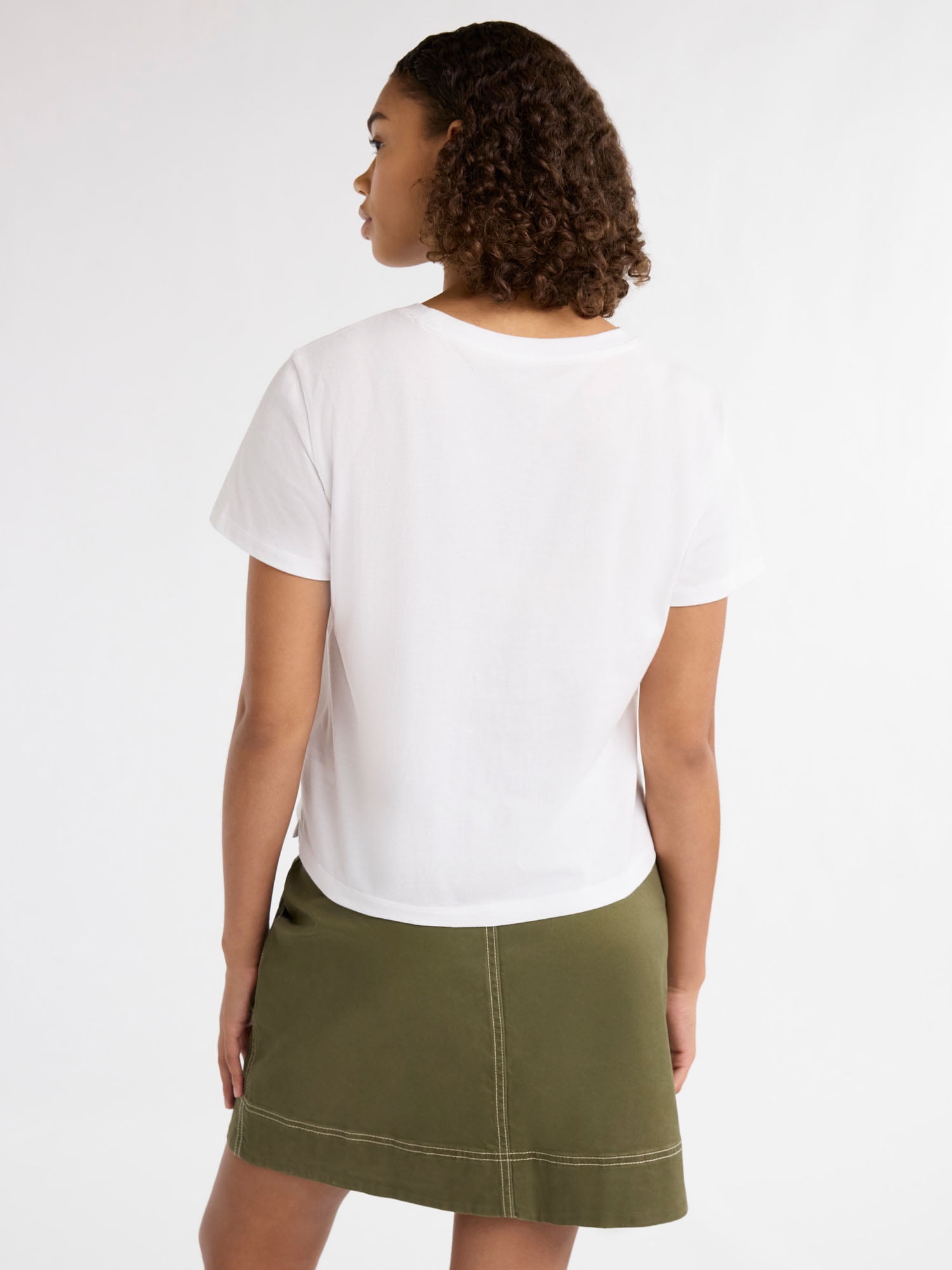 Free Assembly Women's and Women's Plus Cotton Cropped Boxy Tee with Short Sleeves, Sizes XS-4X