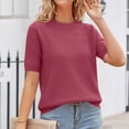 thumbnail image 4 of Short Sleeve Sweaters for Womens Summer Crew Neck Knit Sweater Shirts Business Casual Work Tops 2026 Spring Outfits Hot Pink L, 4 of 5