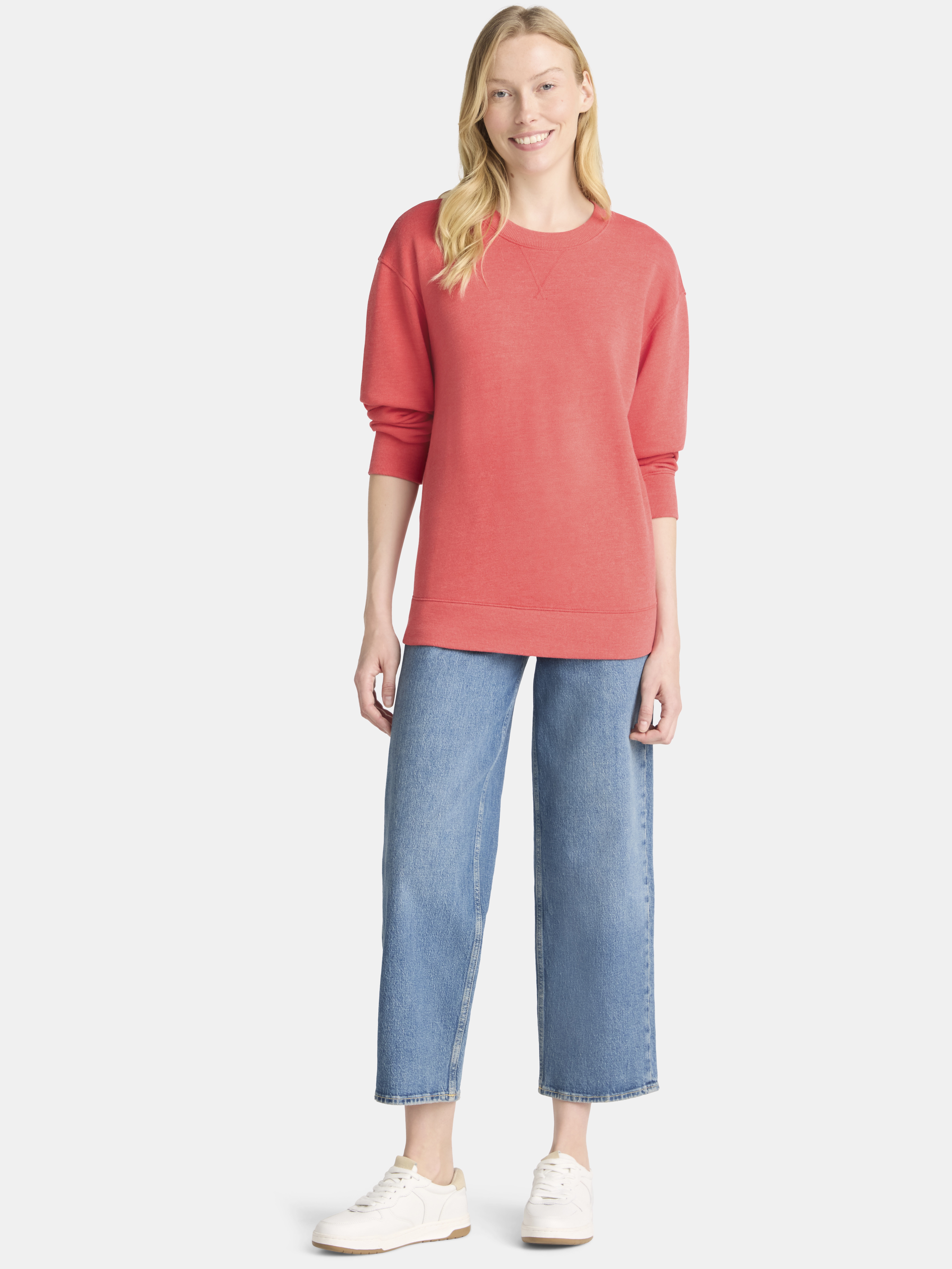 Time and Tru Women's and Women's Plus Crewneck Sweatshirt with Long Sleeves, Sizes XS-4X