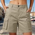 thumbnail image 6 of Utoimkio Women's Mid Length Cargo Shorts Classic Button Zip Fly Multi Flap Side Pockets Straight Casual Utility Bottoms, 6 of 9