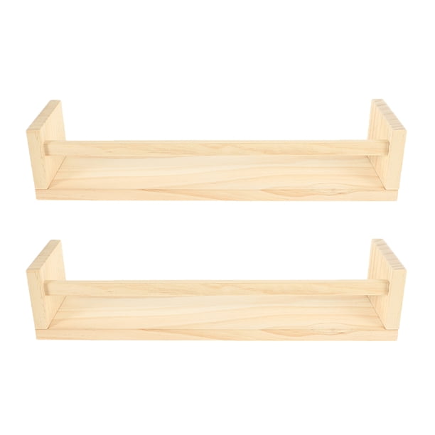 2 estantes flotantes de pared, estante de almacenamiento de pared, estante rústico de madera para dormitorio y cocina.