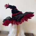 thumbnail image 2 of Slccxzc Foldable Witch Hat Dark Bat Wizard Wide Brim Pointed Gothic Lolita Headwear for Halloween Party, 2 of 7