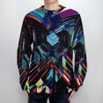 thumbnail image 4 of Geometric Lattice Fall Fashion 2024 Long Sleeve Crew Neck Business Casual Pullover Tops Trendy for Men And Women, 4 of 6