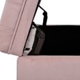 thumbnail image 5 of Flip Top Storage Ottoman Bench with Button Tufted Top, Rectangular Upholstered Footstool with Rubber Wood Legs Polyester Fabric Toy Chest Bedside Accent Sofa for Living Room Entryway Hallway Bedroom, 5 of 7