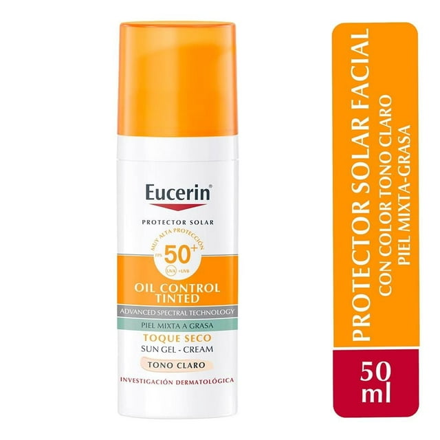 Protector solar facial Eucerin control de brillo tono claro FPS 50 50 ml
