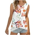 thumbnail image 4 of HAPIMO Women's Summer Tank Tops O-Neck Blouse Strappy Flared Camisole Sleeveless Shirts for Girls Plaid/Red Lip/Cow Print Tops Casual Loose Fit Camis White S, 4 of 7