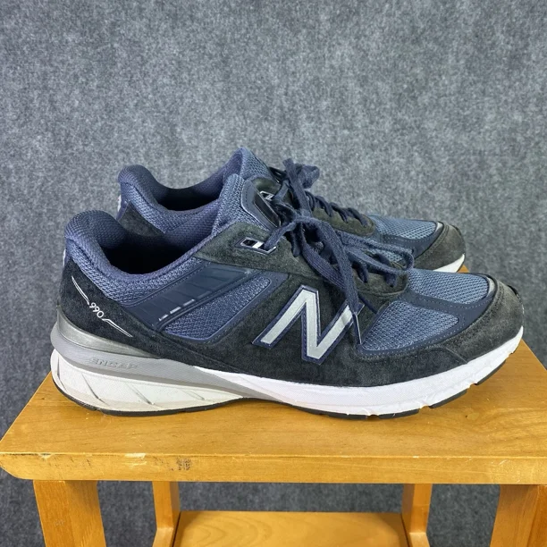 New Balance 990v5 Mens Shoes 12 US Blue Suede Running Sneakers Low Top USA Made