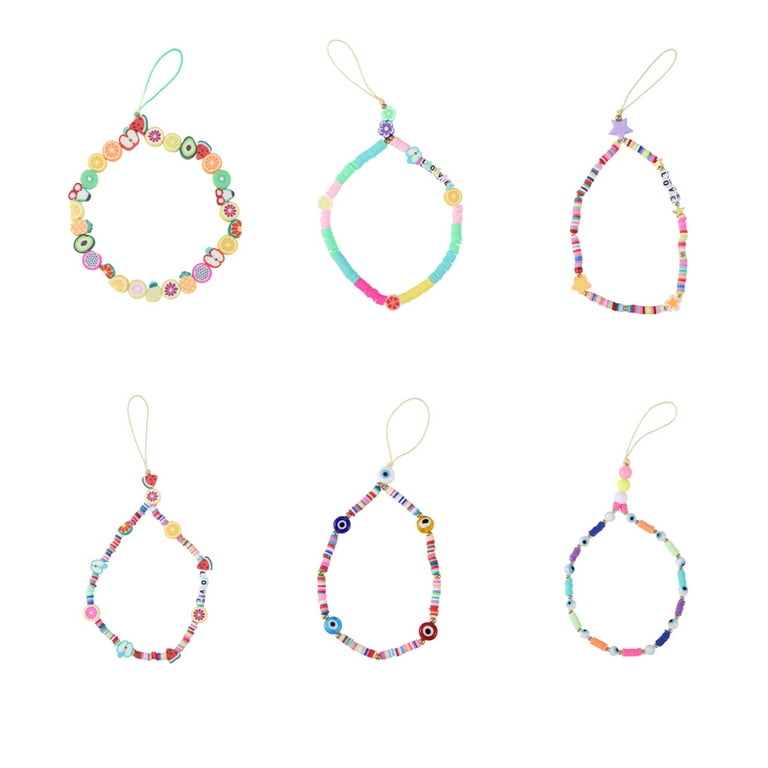 Rinhoo Phone Chain Hanging Beads Pendant Mobile Strap Lanyard Colorful  Decoration Phone Cord Rope, Type 5 