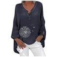 thumbnail image 1 of Blusa tipo camisa HUOGUO, talla grande, estampado floral, cuello en V, para mujer, 1 of 5