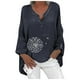 thumbnail image 1 of Blusa tipo camisa HUOGUO, talla grande, estampado floral, cuello en V, para mujer, 1 of 5