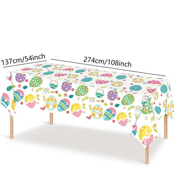 LangPing Easter Tablecloths, Waterproof Oil-Resistant Disposable Party Tablecloths 53.93 X 107.87in, I for Holiday and Birthday Parties, Easy Clean Table Covers for Dining Events