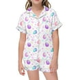 thumbnail image 1 of Icvfdpl Tenues pour Tout-Petits Filles Ensemble de Pyjamas 2 Pcs Imprimé Graphique Manches Courtes Chemise à Boutons Shorts Ensemble de Pyjama Décontracté 12-13 Ans, 1 of 3