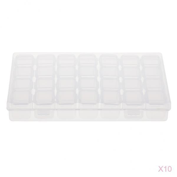 10 piezas 28 ranuras plástico joyería píldoras organizador caja de almacenamiento contenedor caja de