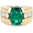 thumbnail image 2 of Dazzlingdaimonds Jewels 3.00 Ct Cushion Cut Emerald & Diamond Engagement Wedding Thanksgiving Christmas Pinky Band Ring 14K Yellow Gold Plated 925 Sterling Silver For Men's -5, 2 of 3