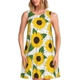 thumbnail image 1 of Balery Sunflowers Vestidos de verano para mujer con estampado: vestido holgado sin mangas, vestido playero informal y cómodo para días calurosos., 1 of 7