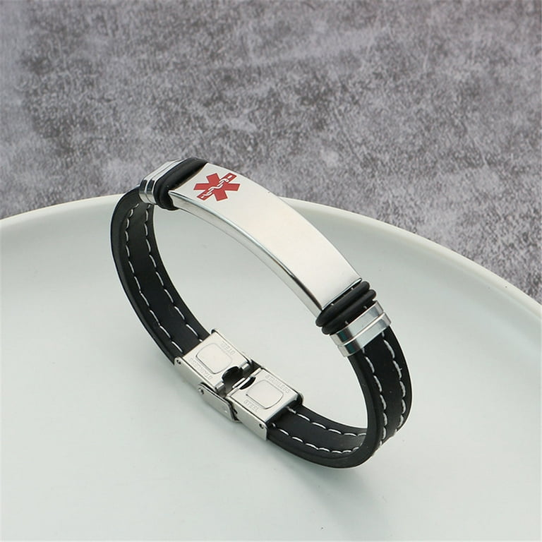 Medical Alert Bracelet Men and Women Rubber Bracelet Custom 