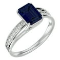 thumbnail image 2 of SuperJeweler 1 3/4 Carat Emerald Shape Created Sapphire and Diamond Ring In Sterling Silver For Women, 2 of 6