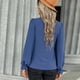 thumbnail image 3 of Blusa elegante informal para mujer, de manga larga abullonada, puños con lazo y botonadura sencilla, color azul, talla L, 3 of 8