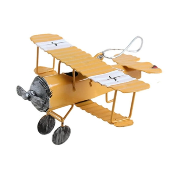 Avión de metal decorativo, pequeño modelo de avión biplano, miniavión colgante, decoración del hogar, artesanía, modelo de de hierro para sala de