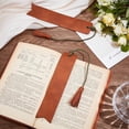 thumbnail image 4 of 2Pcs Genuine Leather Bookmark Brown Cowhide Soft Blank Rectangle Classic Thin Handmade Back to School Book Page Markers with Tassel, 4 of 7
