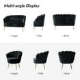 thumbnail image 5 of Velvet Futon Loveseat Sofa Upholstered 2 Seater Flower Shaped Golden Leg Home Living Room Bedroom Black, 5 of 9