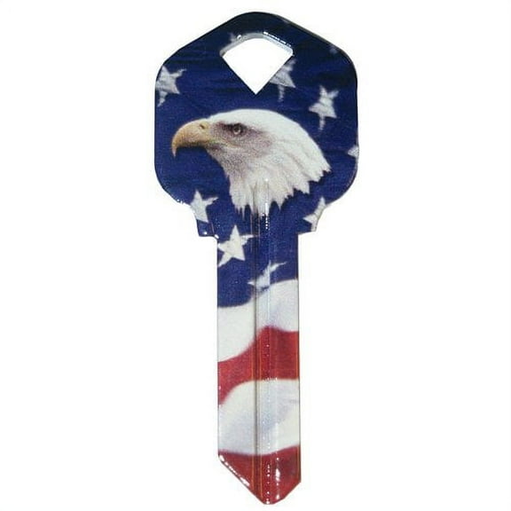 WacKeys 89871 Blank Key, Bald Eagle Design, Kwikset/66 KW1, Brass, House Key, Entry Key Blank