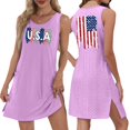 thumbnail image 2 of 4th of July Dress for Women: American Flag Tank Dresses Star Striped Splicing Loose V Neck Sundresses Purple Pink L, 2 of 8