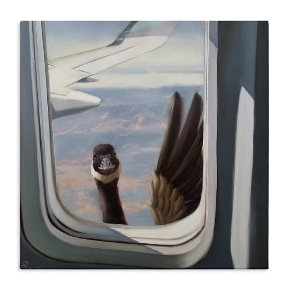 Stupell Industries Contemporary Goose in Airplane Window Scene Canvas Art, 30 x 30, by Lucia Heffernan