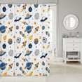 thumbnail image 2 of Manfei Cartoon Planets Shower Curtain 72Wx72L,Cute Rocket Print Bathroom Curtain,Blue Orange White, 2 of 5