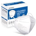 thumbnail image 1 of Mascarilla facial WWDOLL KN95, paquete de 50 unidades, 5 capas, transpirable, color blanco, 1 of 6