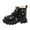 Black, variant on Girls Snow Boots Thickened Warm Furry Lined Floral Embroidery Lace up Zipper Winter Booties Thick Lug Sole Round Toe Leather Kids Ankle Boots 13.5 Little Kid White