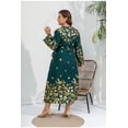 thumbnail image 5 of AURA Plus Size Printed Maxi Dress Long Sleeve Crewneck A Line Loose Fit Comfortable Summer Modest Long Dress for Women, 5 of 6