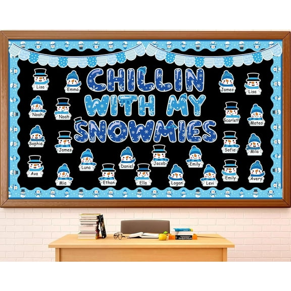 Winter Bulletin Board Decorations Set Winter Snowman Name Tag Paper Cutouts Snowflake Winter Christmas Classroom Bulletin Board Decor for Holiday School Home Chalkboard Wall