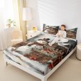 thumbnail image 4 of Castle Fairy Xmas Snowman 4Pcs Bed Sheets for Teens Women Men,Retro Rustic Cabin King Sheets,Merry Christmas Super Cozy Sheet Set,Ultra Soft Home Decor, 4 of 7