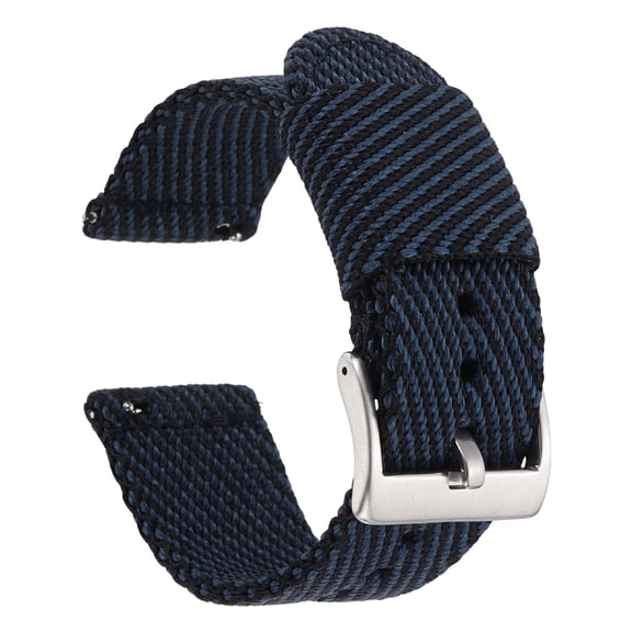 Uxcell Nylon Watch Band 22mm Fast Release Watch Band Multicolor Replacement Watch Strap with Silver Buckle for Men and Women, Navy