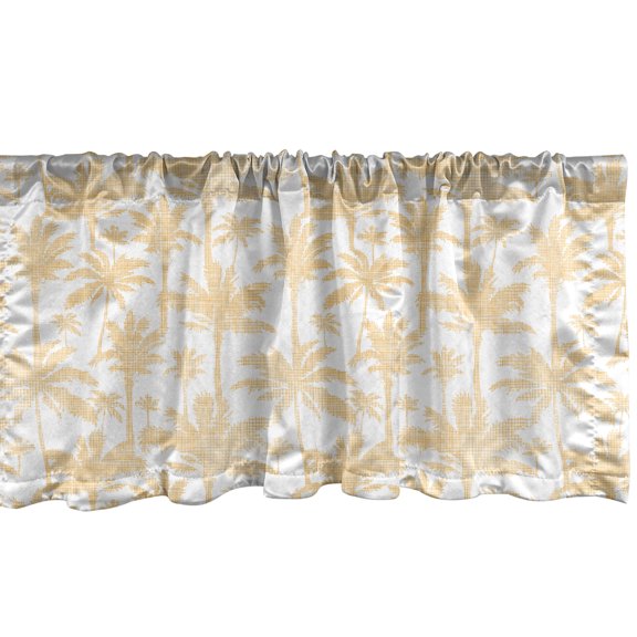Ambesonne Tropical Valance Pack of 2, Exotic Palm Trees Pattern, 54"X12", Pastel Brown White
