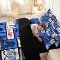 thumbnail image 4 of Castle Fairy Hockey Print Twin Bedding 7-Piece, Sport Minimalism Checkered Bedding Comforter Set, Blue Black,Black Reversible, 4 of 7