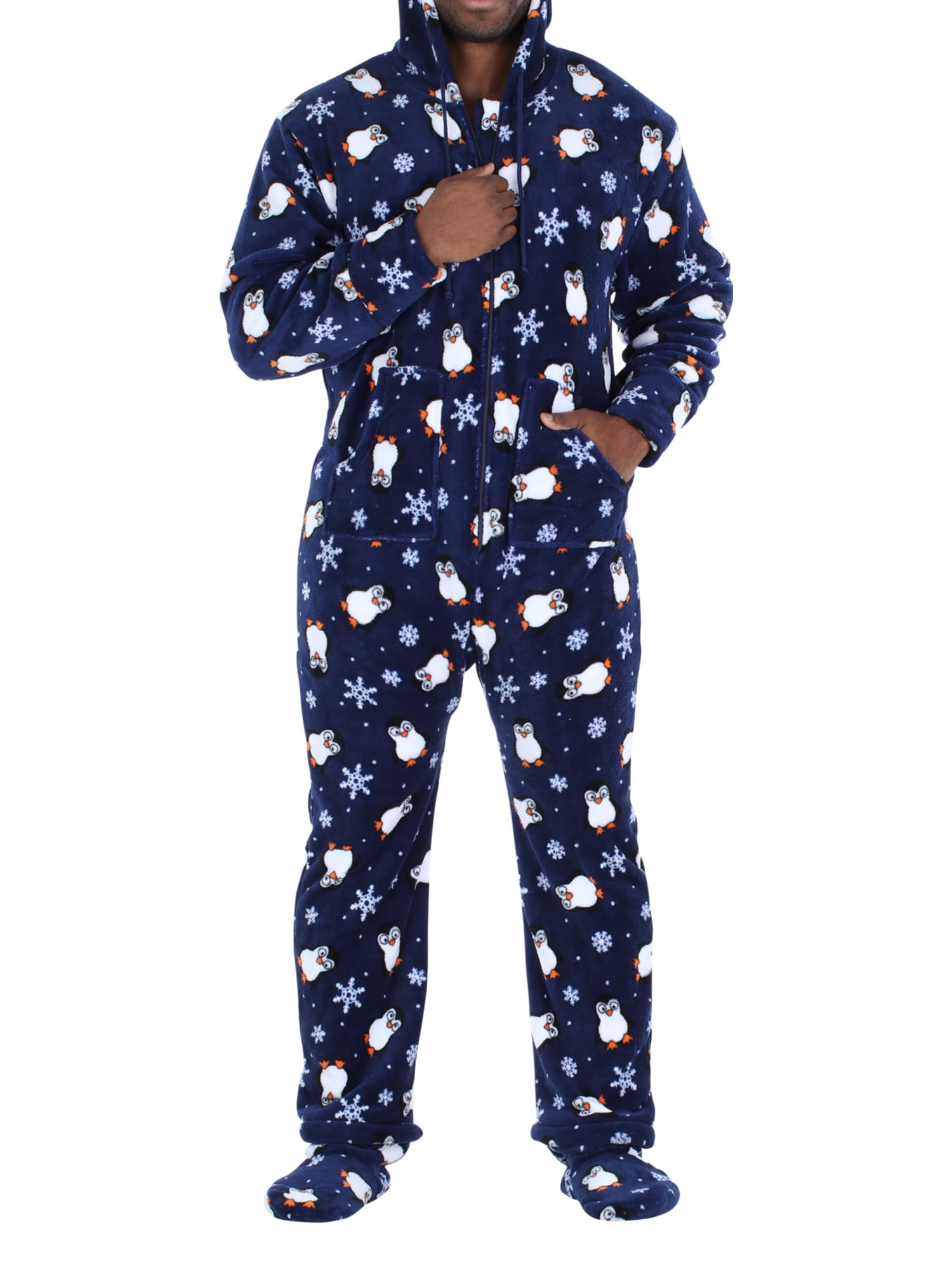 SleepytimePjs Men's Fleece Hooded Footed Onesie Pajamas