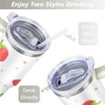 thumbnail image 5 of Strawberry Cute 40 Oz Tumbler with Handle Lid and Straw, Stainless Steel Double Walled Vacuum Insulated Cup, Cute Anniversary Wedding Birthday Gifts Tumbler for Women Men Friends Outdoor Indoor, 5 of 7