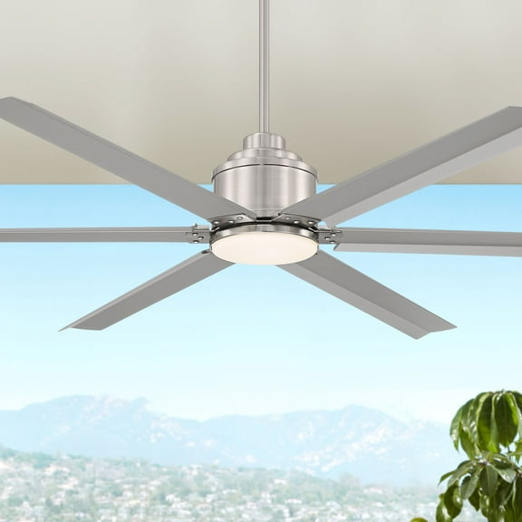 65" Casa Vieja Ultra Breeze Modern Indoor Outdoor Ceiling Fan with Dimmable LED Light Remote Control Brushed Nickel Wet Rated for Patio Exterior House